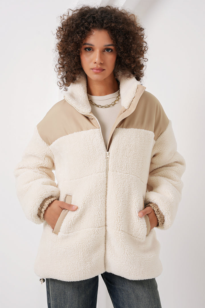 BGD Women Inflatable Plush Jacket - Ecru - Woburn