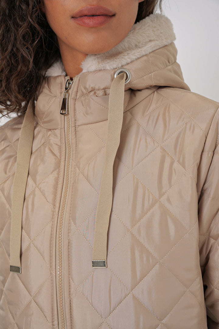 BGD Women Hooded Quilted Jacket - Beige - Giurgiu