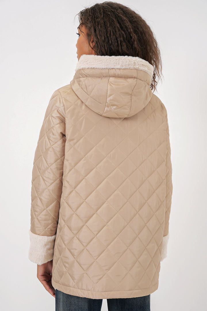 BGD Women Hooded Quilted Jacket - Beige - Giurgiu
