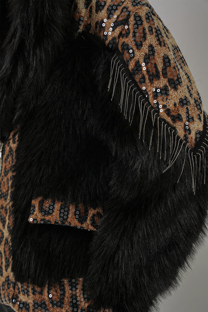 BGD Women Plush Fur Coat - Black - Saint-Raphaël