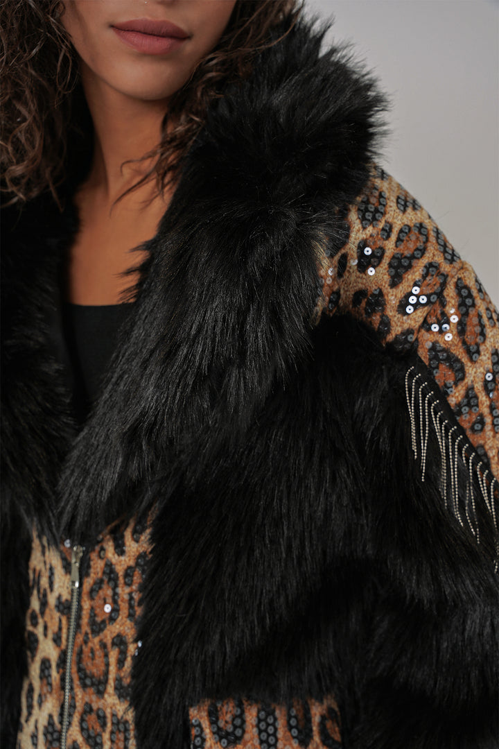 BGD Women Plush Fur Coat - Black - Saint-Raphaël