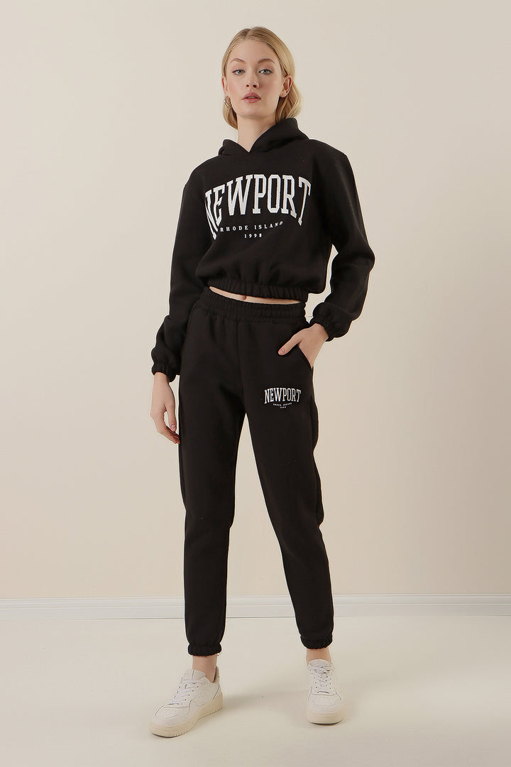 BGD Women Printed Tracksuit Set - Black - Tonbridge