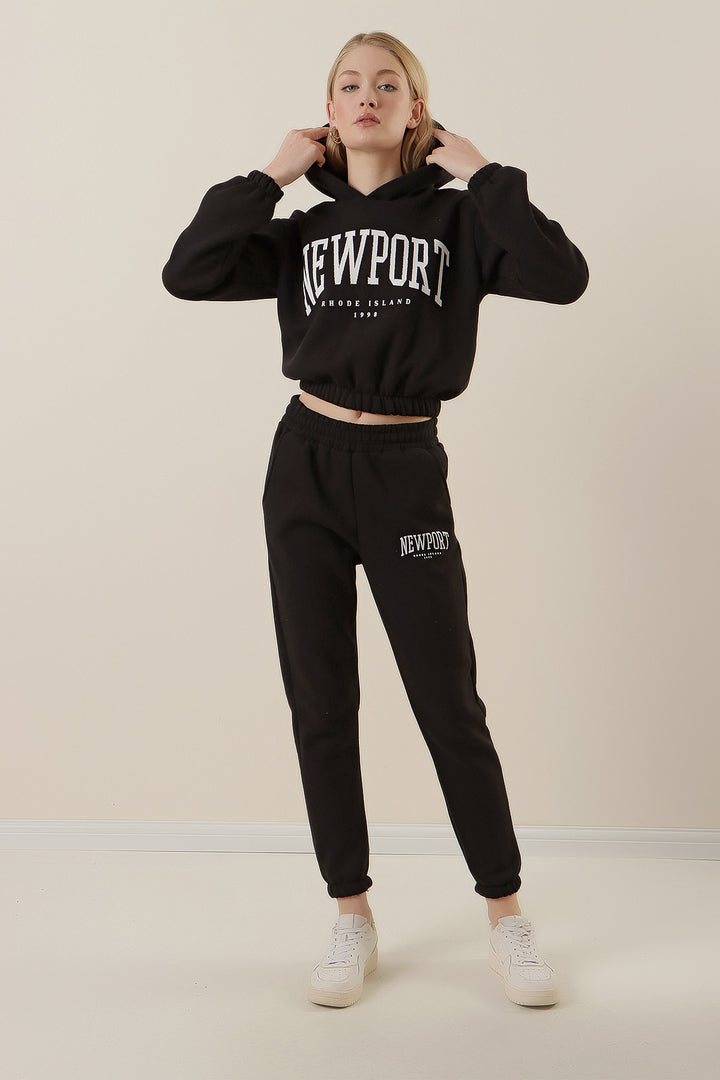 BGD Women Printed Tracksuit Set - Black - Tonbridge