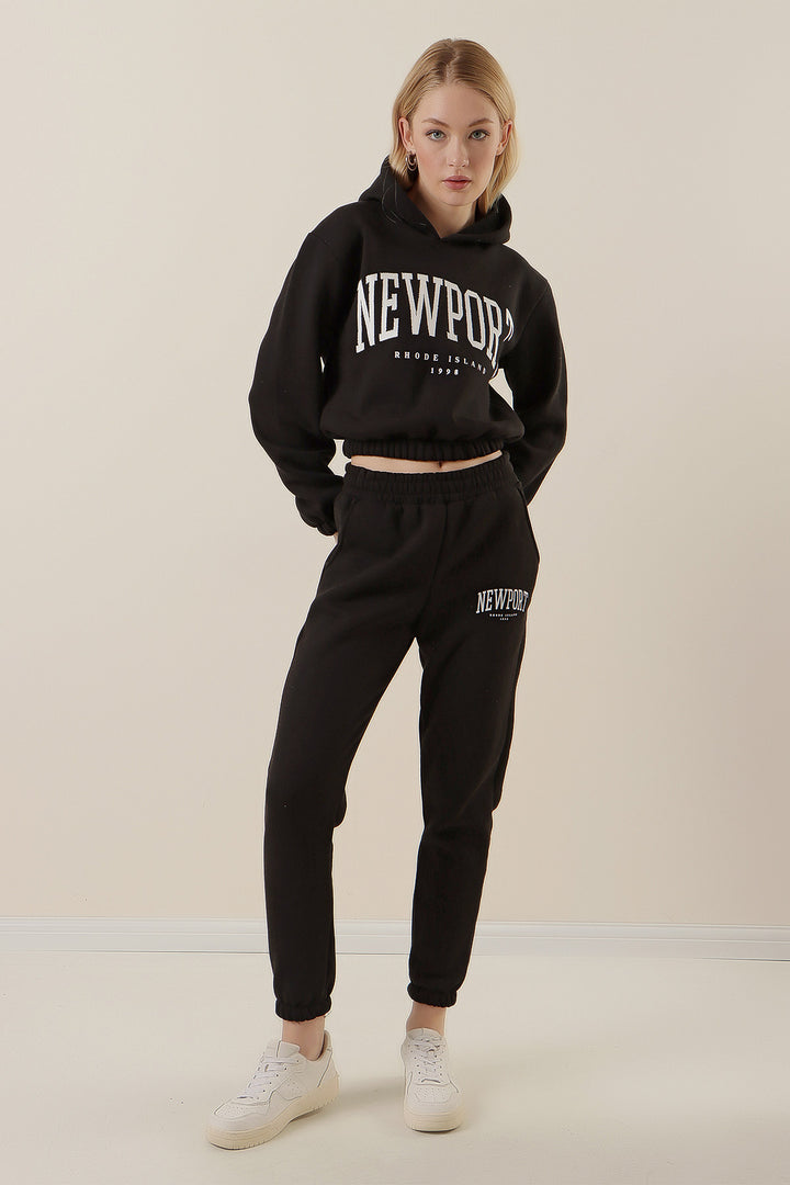 BGD Women Printed Tracksuit Set - Black - Tonbridge