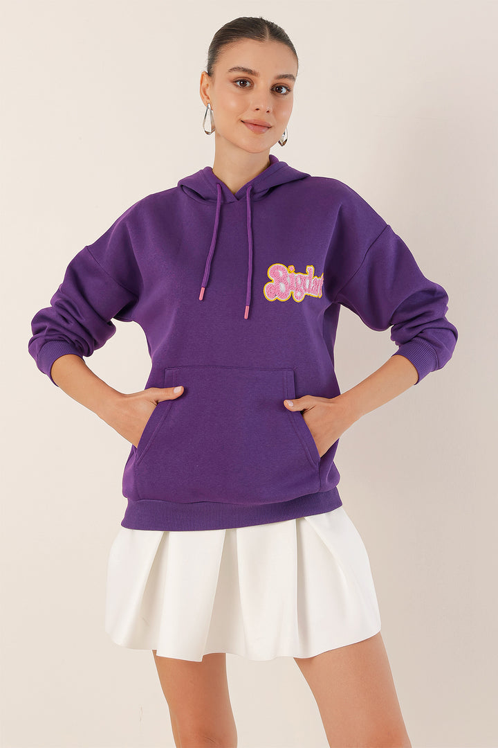 BGD Women Embroidered Oversize Sweatshirt - Purple - Avondale