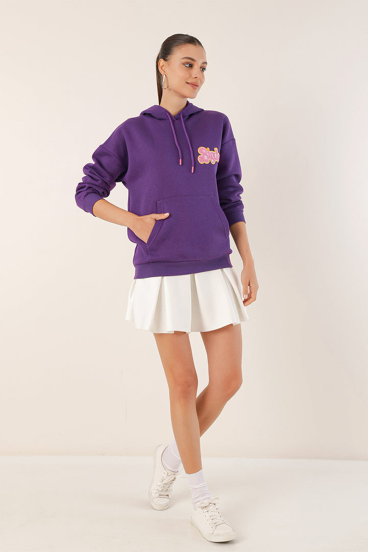 BGD Women Embroidered Oversize Sweatshirt - Purple - Avondale