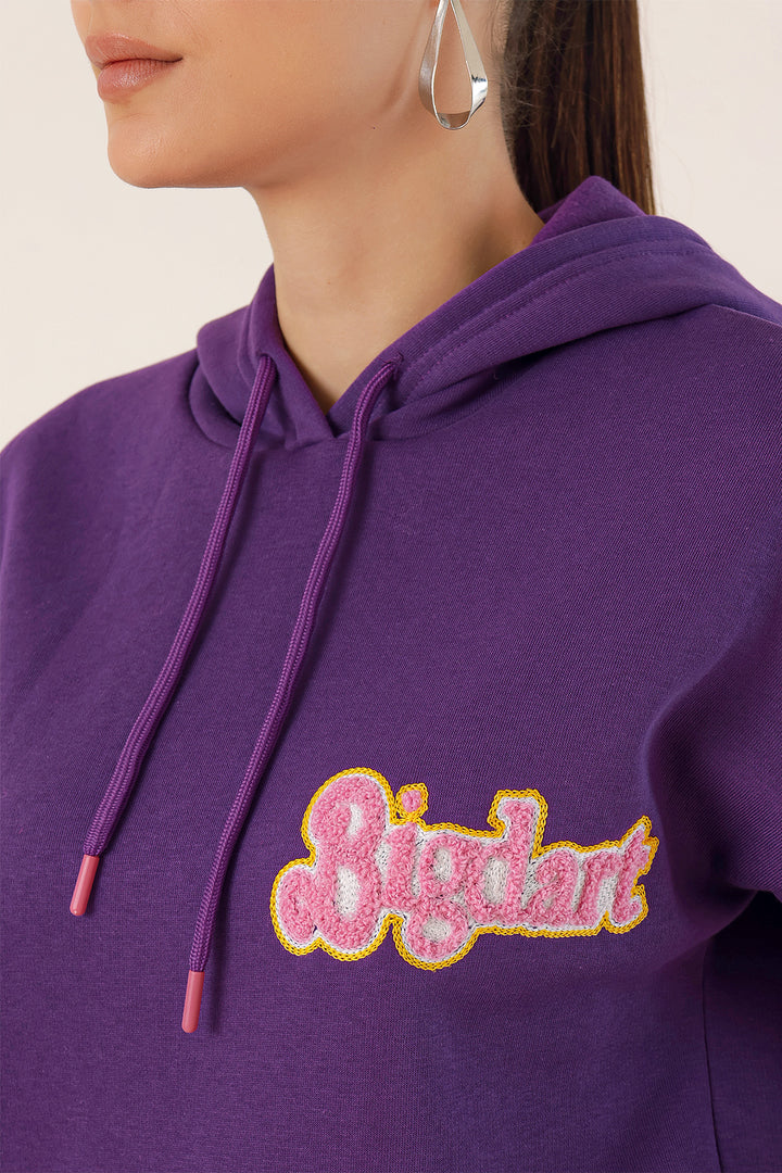 BGD Women Embroidered Oversize Sweatshirt - Purple - Avondale