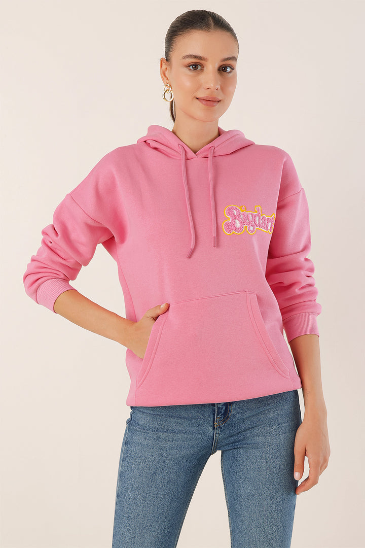 BGD Women Embroidered Oversize Sweatshirt - Pink - Avondale