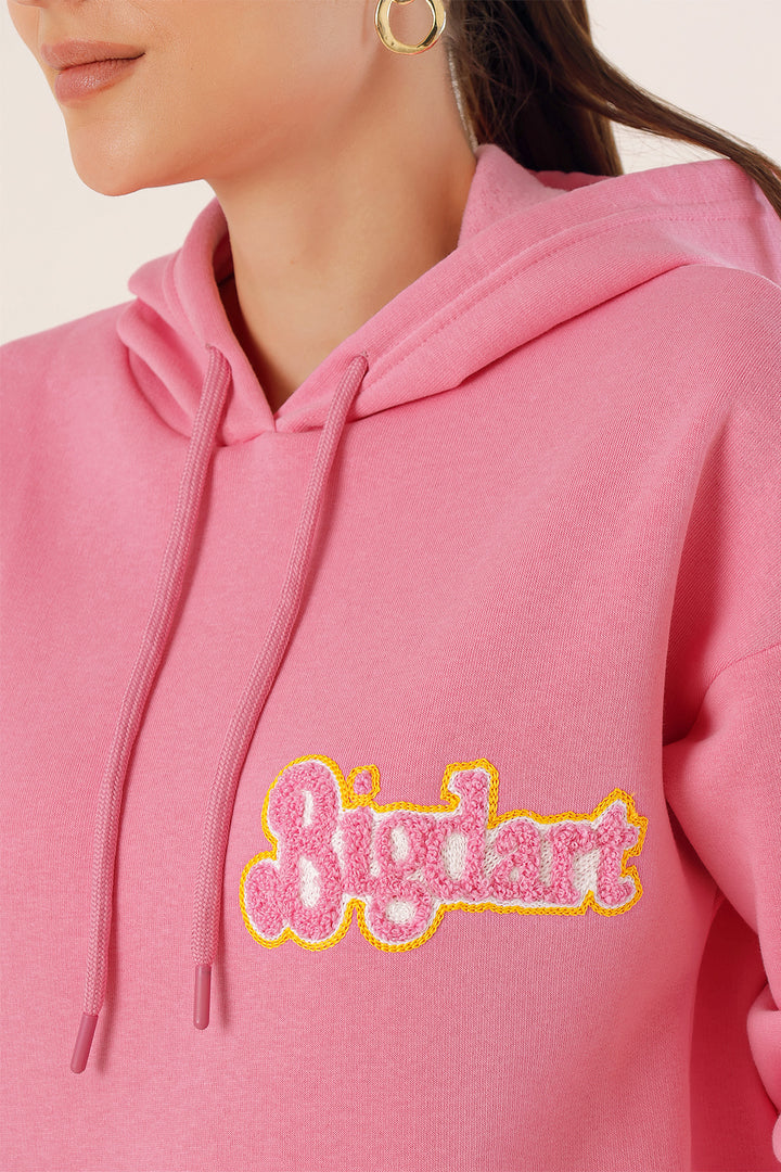 BGD Women Embroidered Oversize Sweatshirt - Pink - Avondale