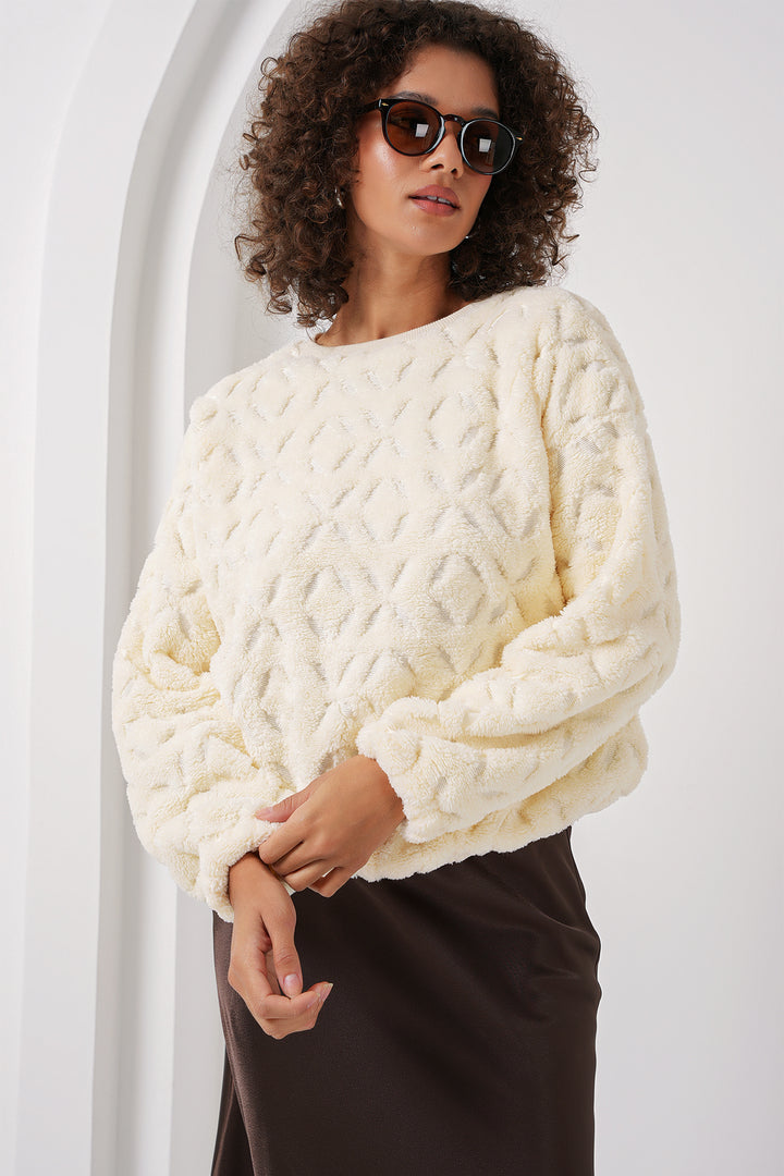BGD Women Plush Sweater - Ecru - Bangor