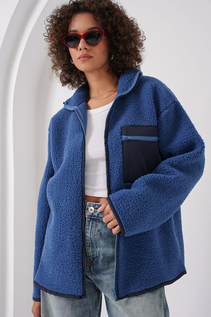 BGD Women Zippered Oversized Plush Jacket - Saks - Ocoee