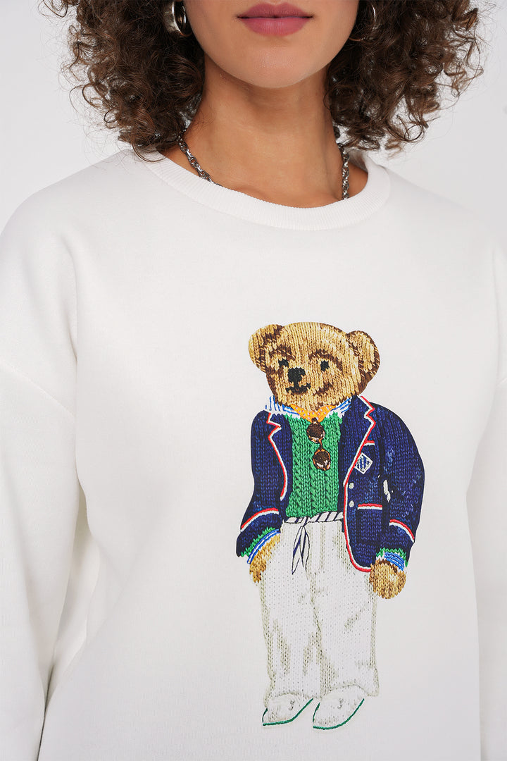 BGD Women Printed Oversize Sweatshirt - White - Colmar