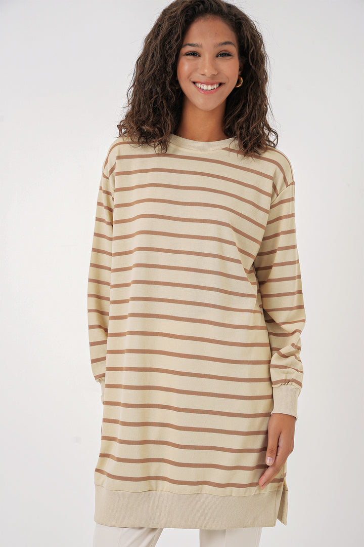 BGD Women Women's Striped Turtleneck Tunic - Biscuit - Lissone