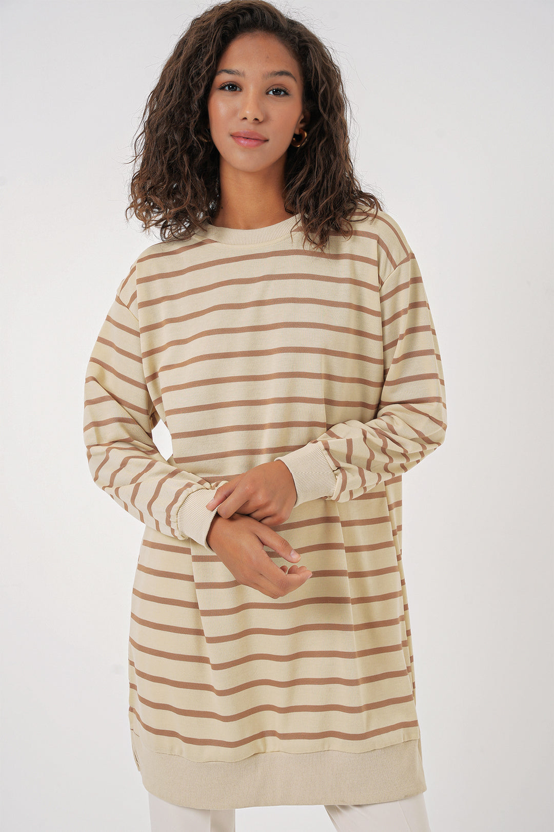 BGD Women Women's Striped Turtleneck Tunic - Biscuit - Lissone