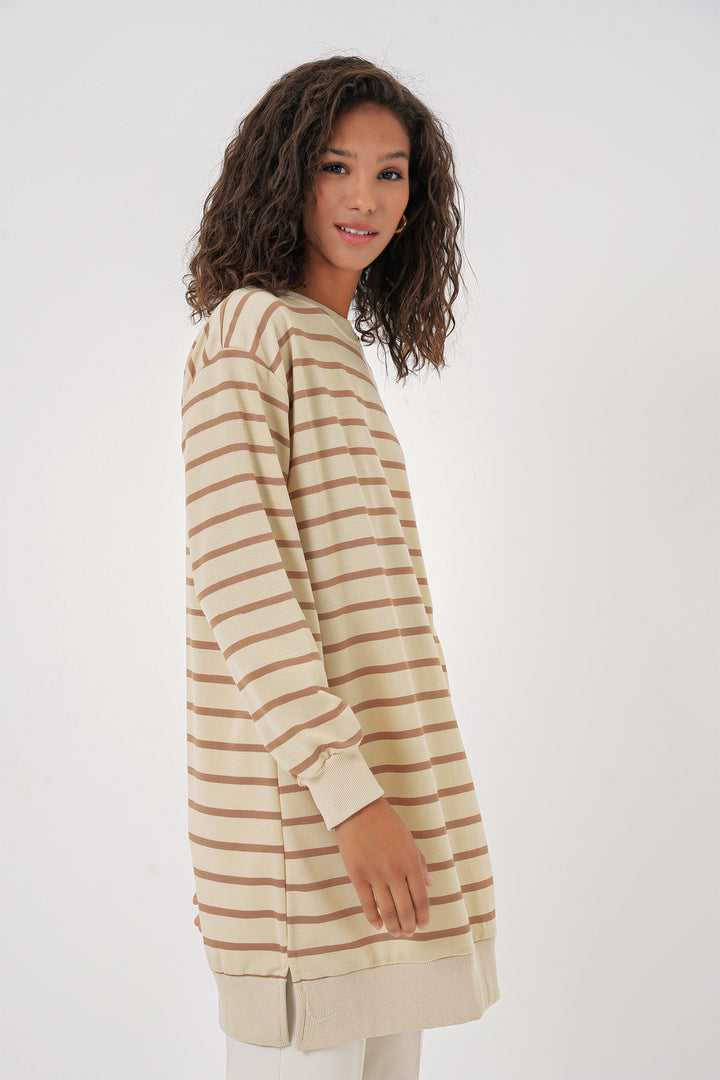BGD Women Women's Striped Turtleneck Tunic - Biscuit - Lissone