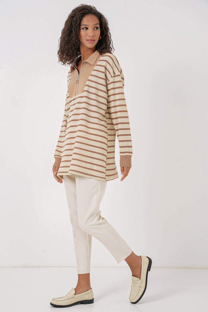 BGD Women Women's Zippered Hijab Tunic - Biscuit - San Clemente