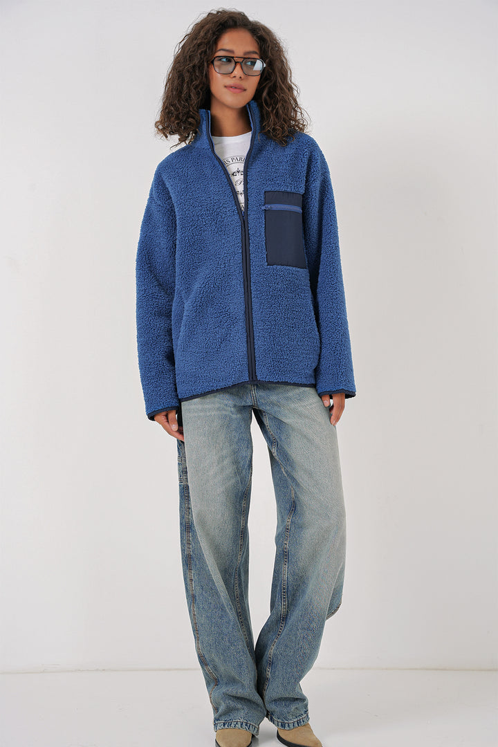 BGD Women Women's Zippered Oversized Plush Jacket - Saks - Del Rio