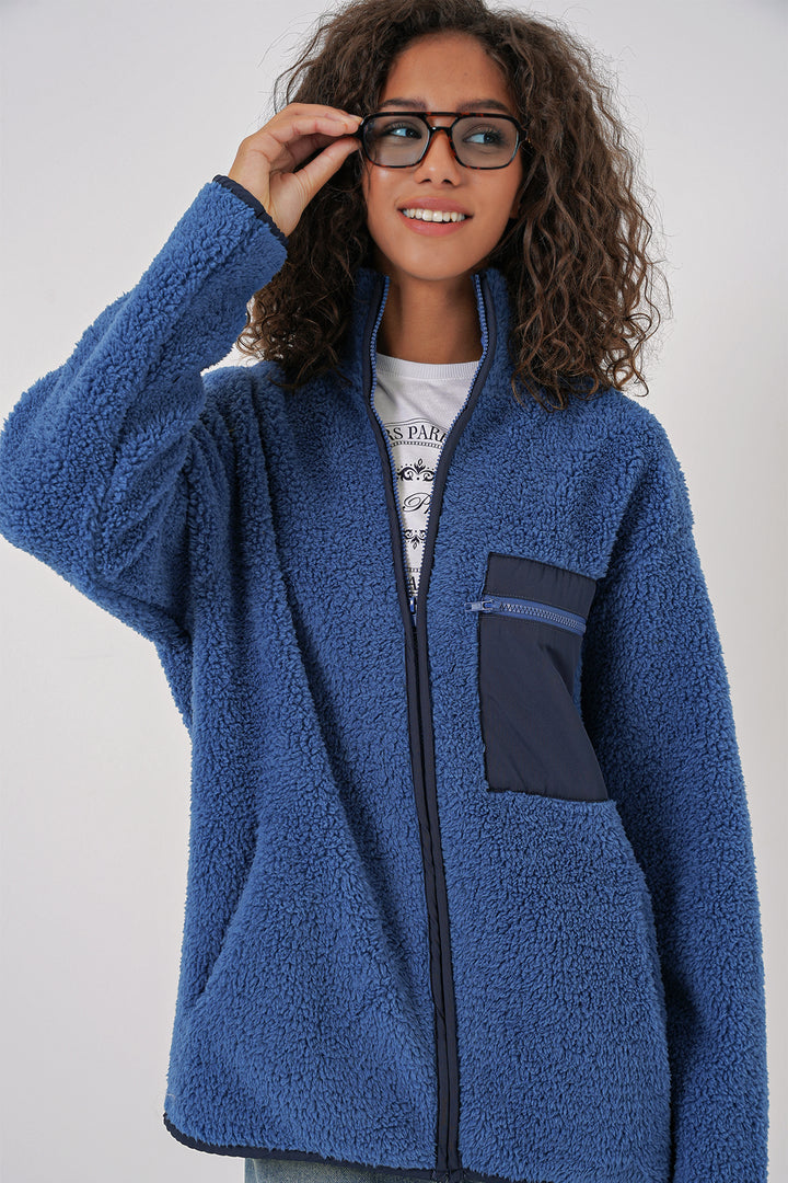 BGD Women Women's Zippered Oversized Plush Jacket - Saks - Del Rio