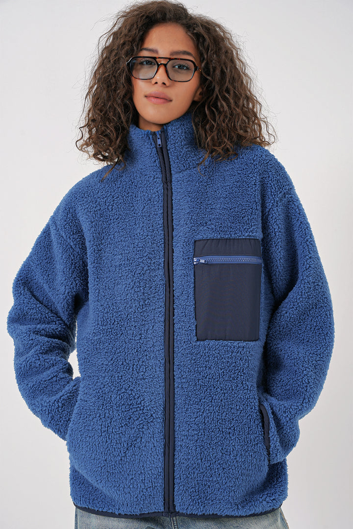 BGD Women Women's Zippered Oversized Plush Jacket - Saks - Del Rio