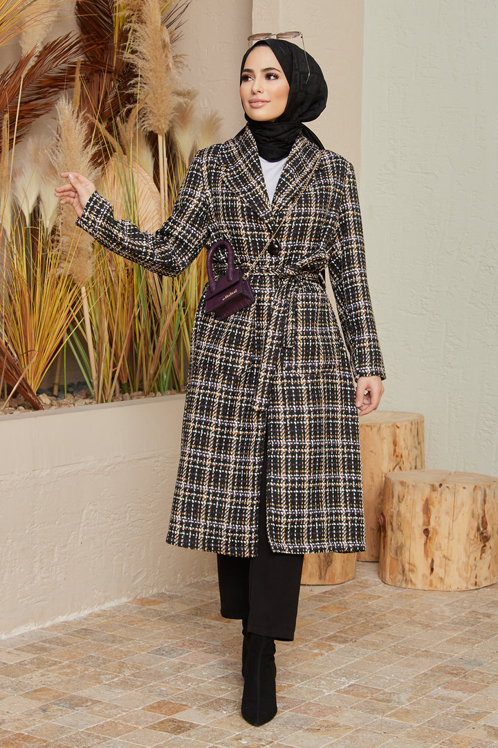 ZRF Women Plaid Coat - Black Purple - Fall River