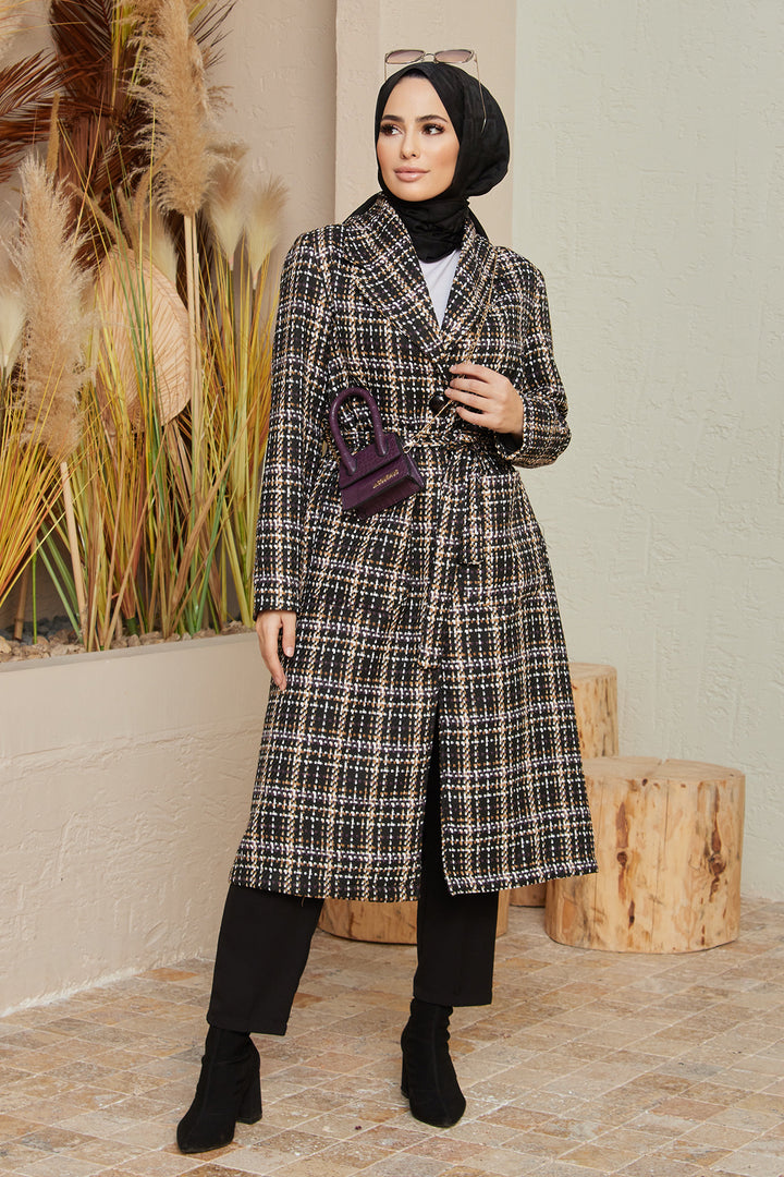 ZRF Women Plaid Coat - Black Purple - Fall River
