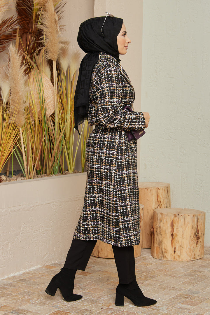 ZRF Women Plaid Coat - Black Purple - Fall River