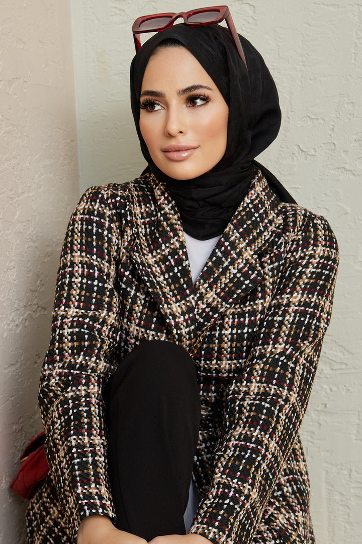 ZRF Women Plaid Coat - Black Burgundy - Westland