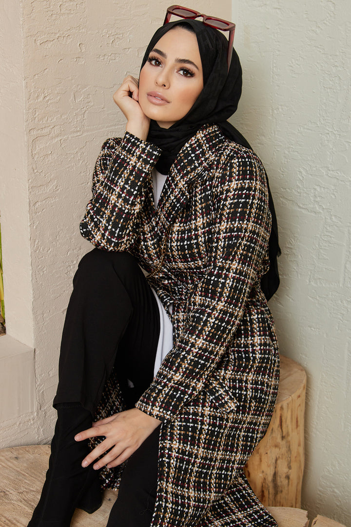 ZRF Women Plaid Coat - Black Burgundy - Westland