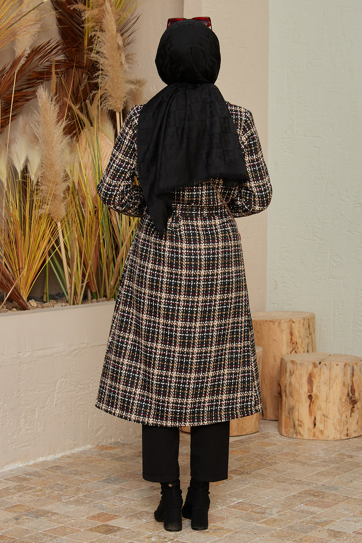ZRF Women Plaid Coat - Black Burgundy - Westland