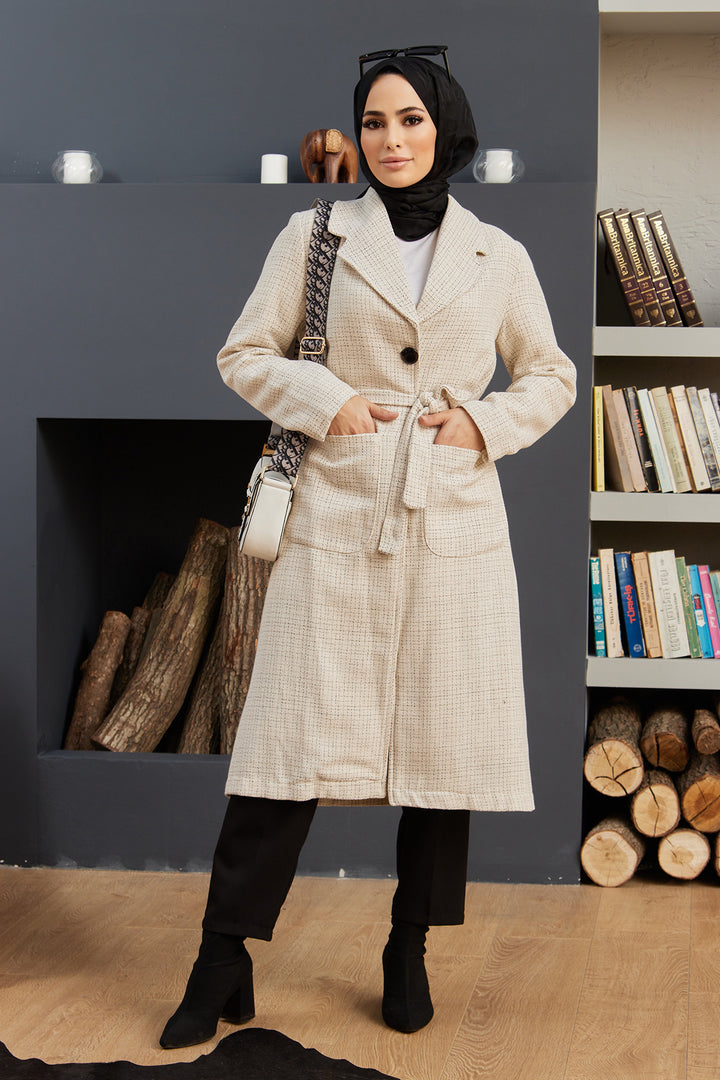 ZRF Women Plaid Coat - Ecru - Chieri