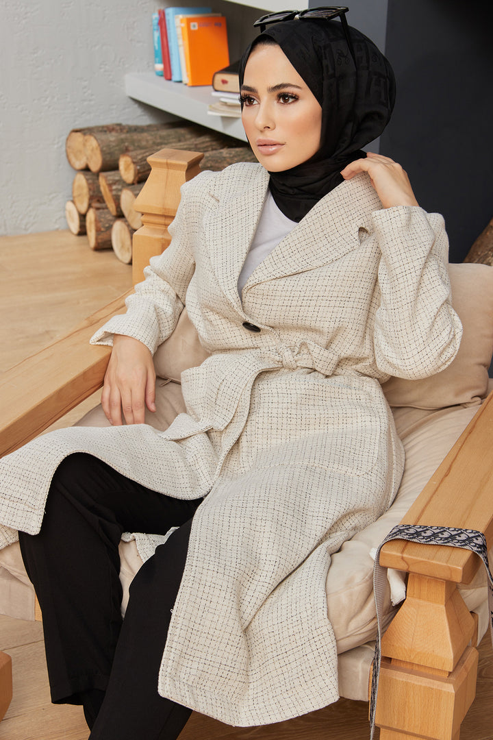 ZRF Women Plaid Coat - Ecru - Chieri