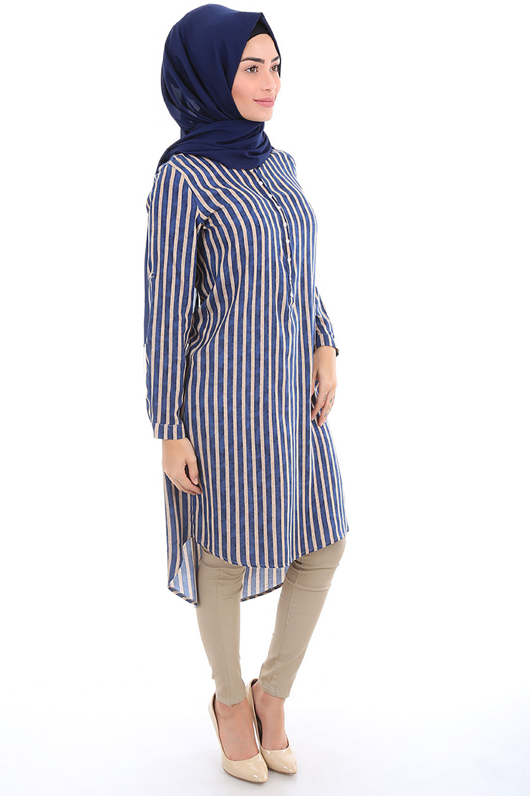 BGD Women JUDGE COLLAR HIJAB TUNIC - Blue - Vila Real