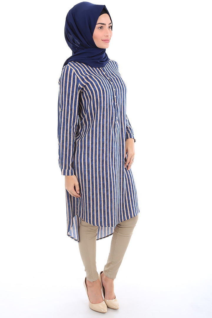 BGD Women JUDGE COLLAR HIJAB TUNIC - Blue - Vila Real