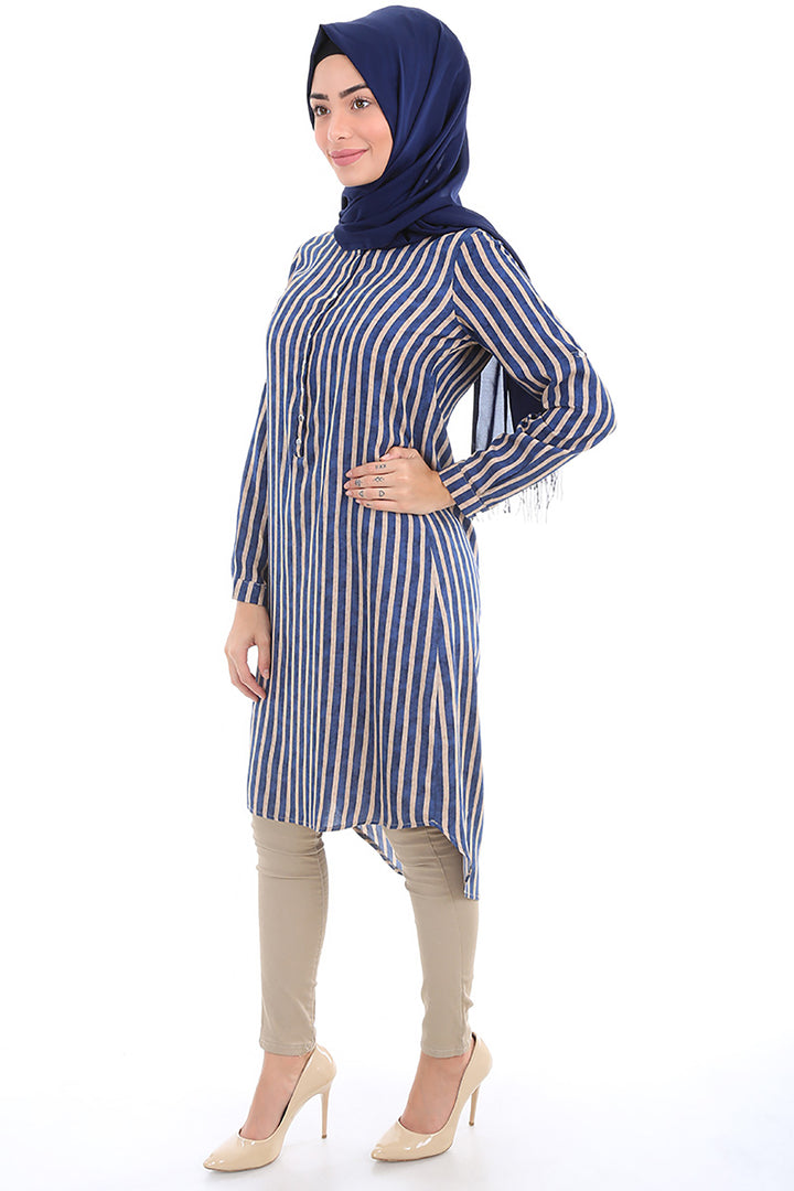 BGD Women JUDGE COLLAR HIJAB TUNIC - Blue - Vila Real