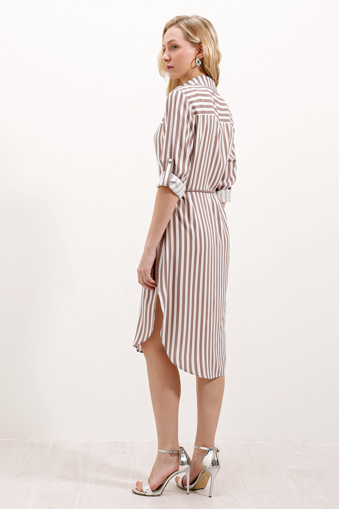 BGD Women Striped Belted Dress - Mink - Avondale
