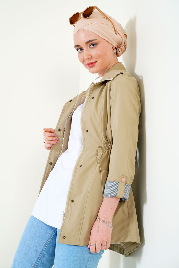 BGD Women Elastic Waist Trenchcoat - Beige - Heusden