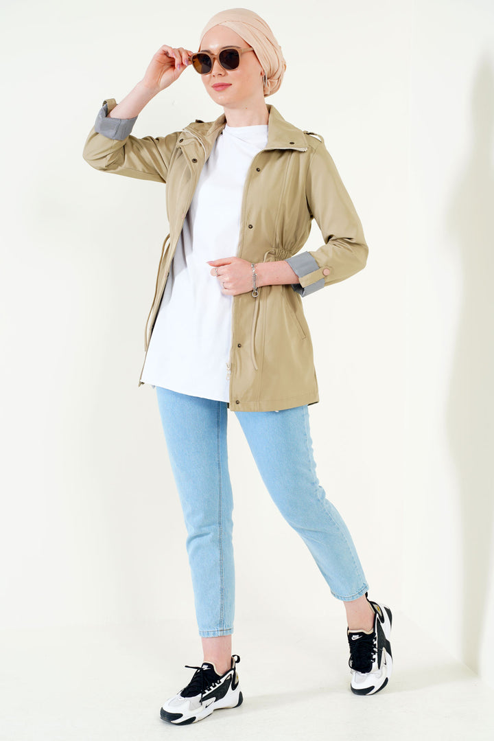 BGD Women Elastic Waist Trenchcoat - Beige - Heusden