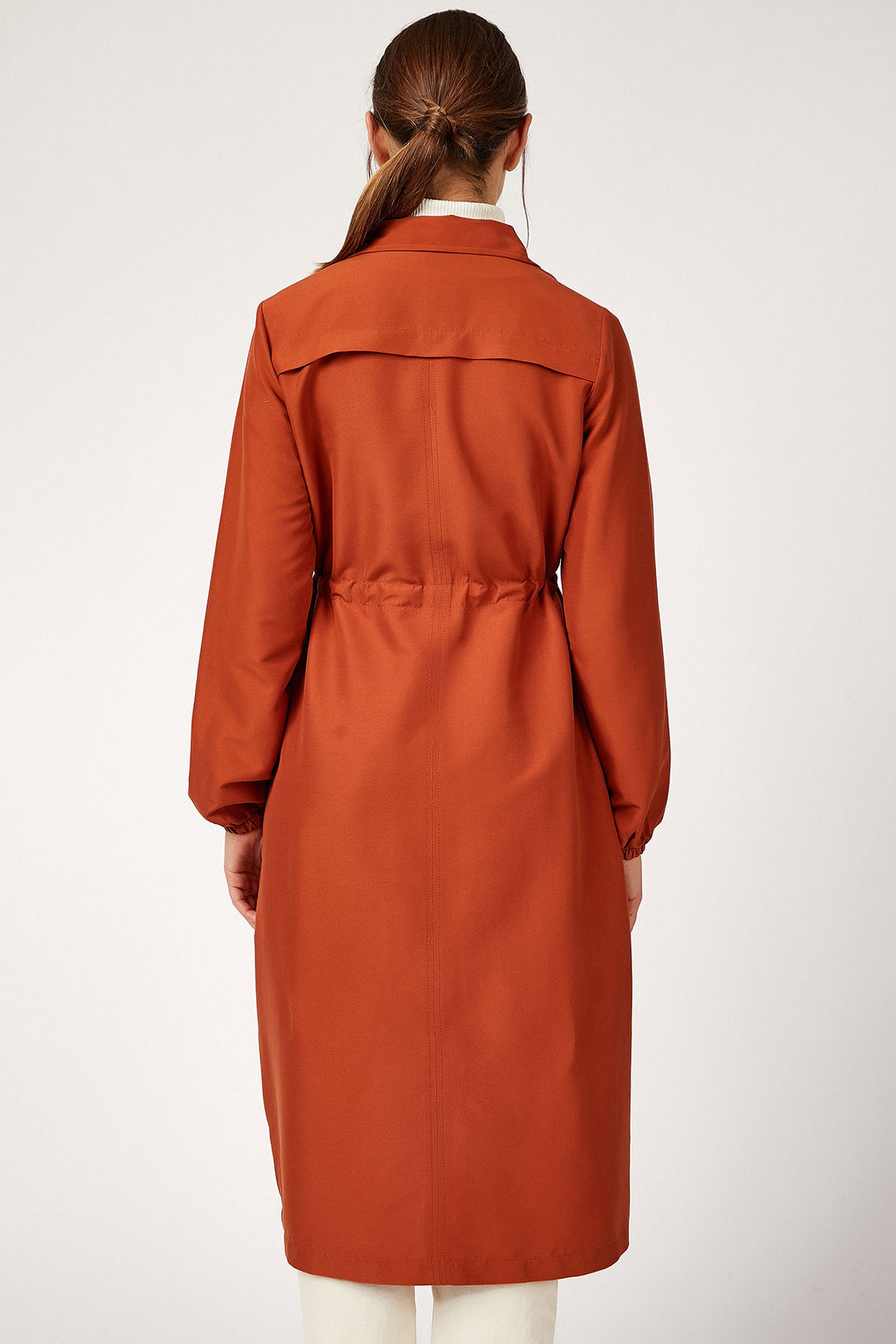 BGD Women ÖNÜ BOYDAN FERMUARLI TESETTÜR TRENCHCOAT - Kiremit - Huatusco