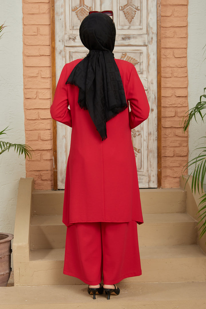 طقم سروال تونيك نسائي بسلسلة ZRF - أحمر - Bocholt