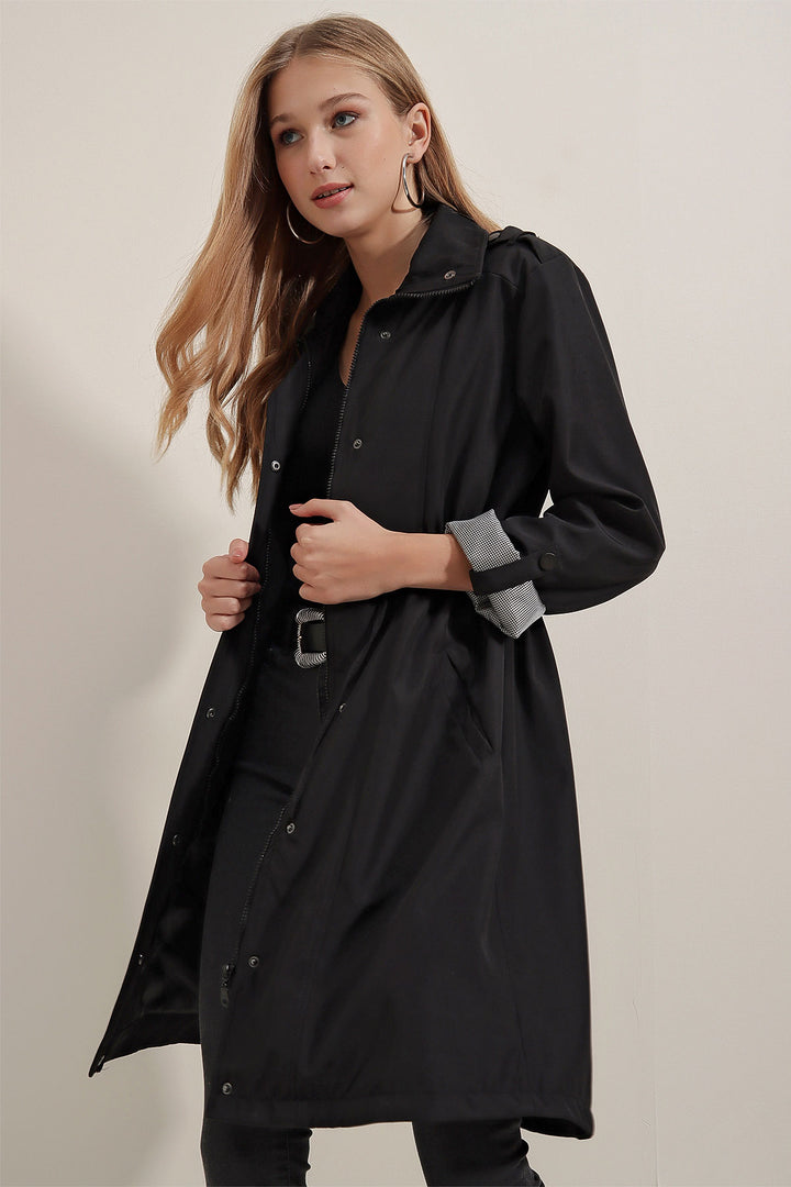 BGD Women Belted Trench Coat - Black - Avondale