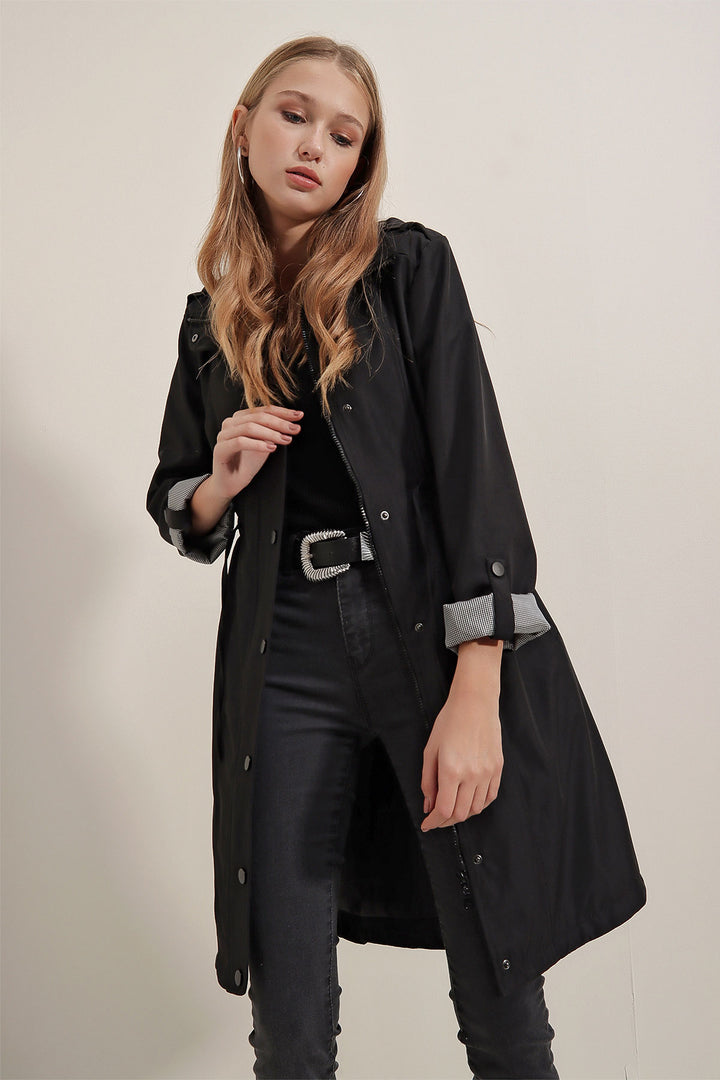 BGD Women Belted Trench Coat - Black - Avondale