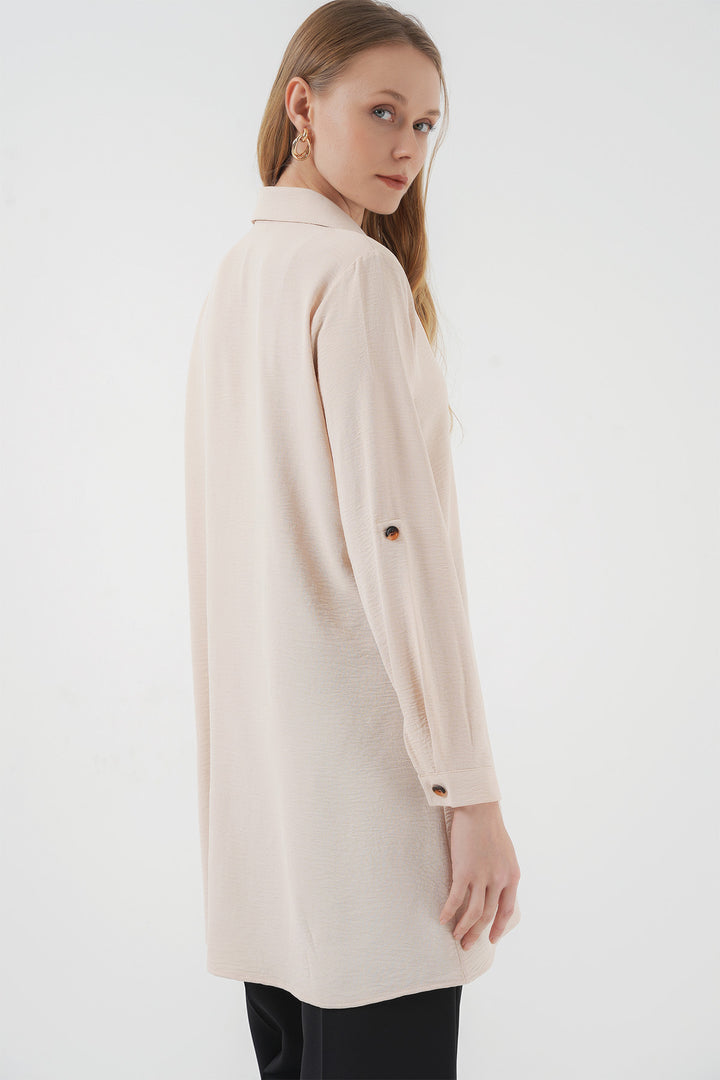 BGD Women Pocket Detailed Shirt Tunic - Beige - Yuriria