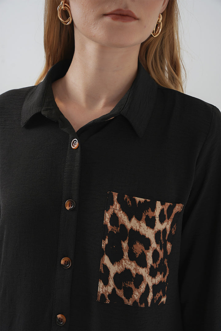 BGD Women Mobile Detailed Shirt Tunic - Black - Ulm