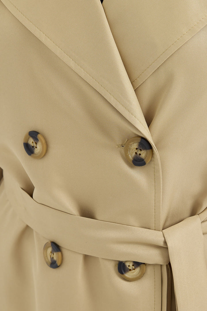BGD Women Double-Breasted Trench Coat - Army Green - Copperas Cove