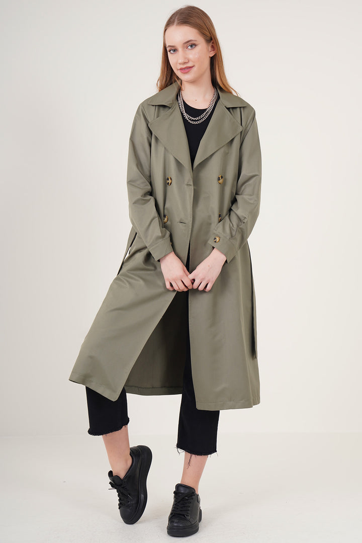 BGD Women Double-Breasted Trench Coat - Chartreuse - Old Bridge