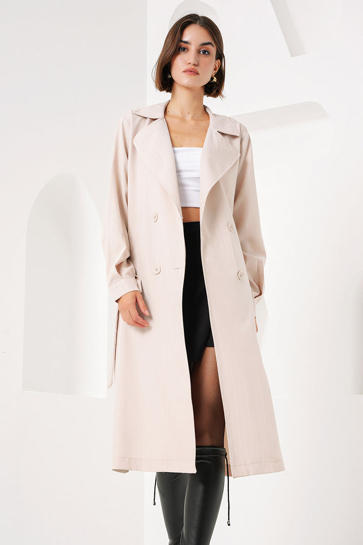 BGD Women Double-Breasted Trench Coat - Khaki Beige - Fürth