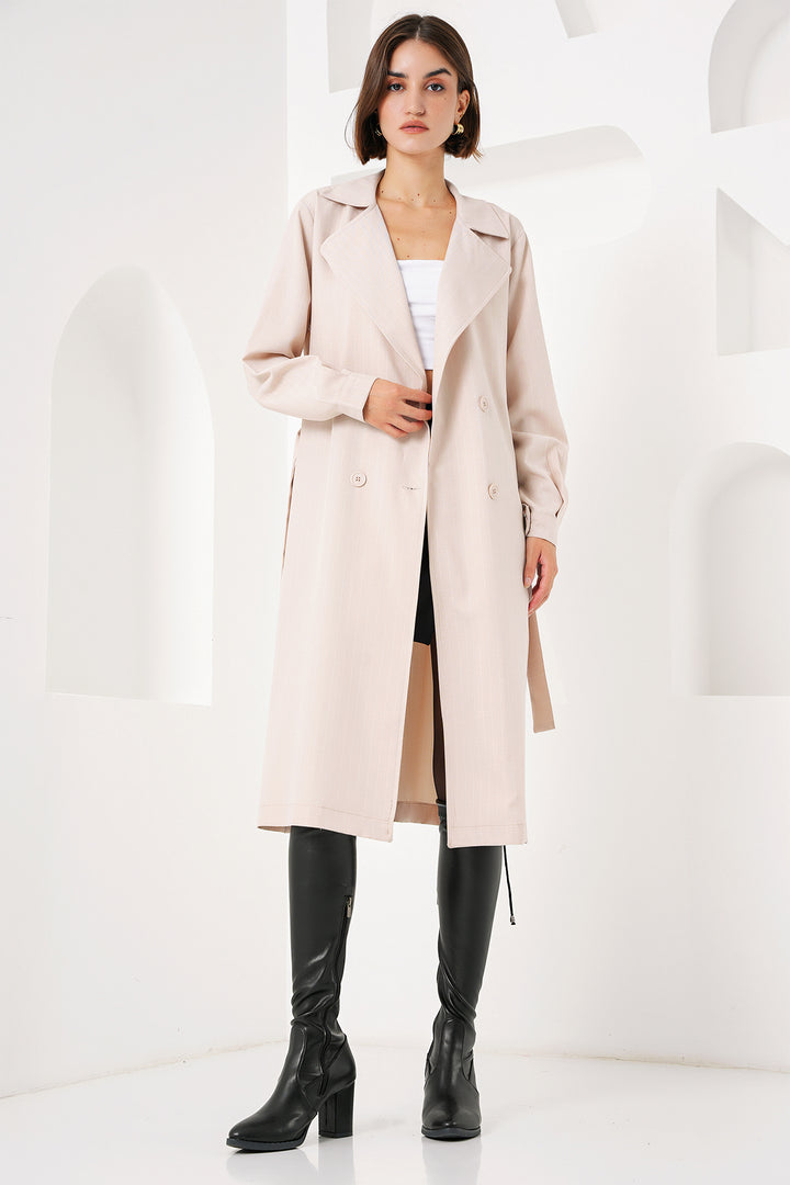 BGD Women Double-Breasted Trench Coat - Khaki Beige - Fürth