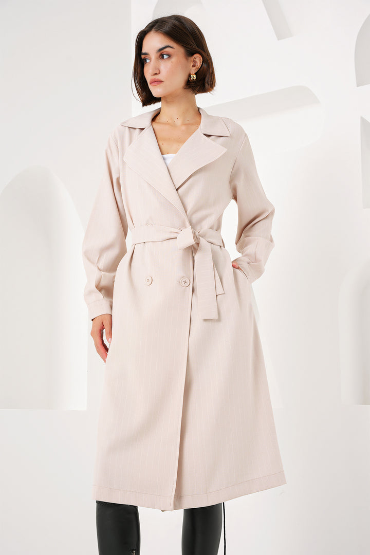 BGD Women Double-Breasted Trench Coat - Khaki Beige - Fürth