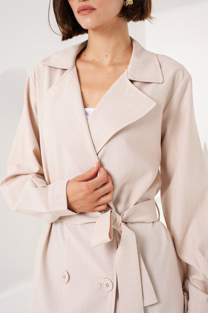 BGD Women Double-Breasted Trench Coat - Khaki Beige - Fürth