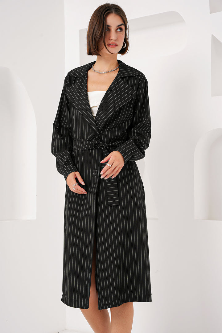 BGD Women Double-Breasted Trench Coat - Black - Avondale